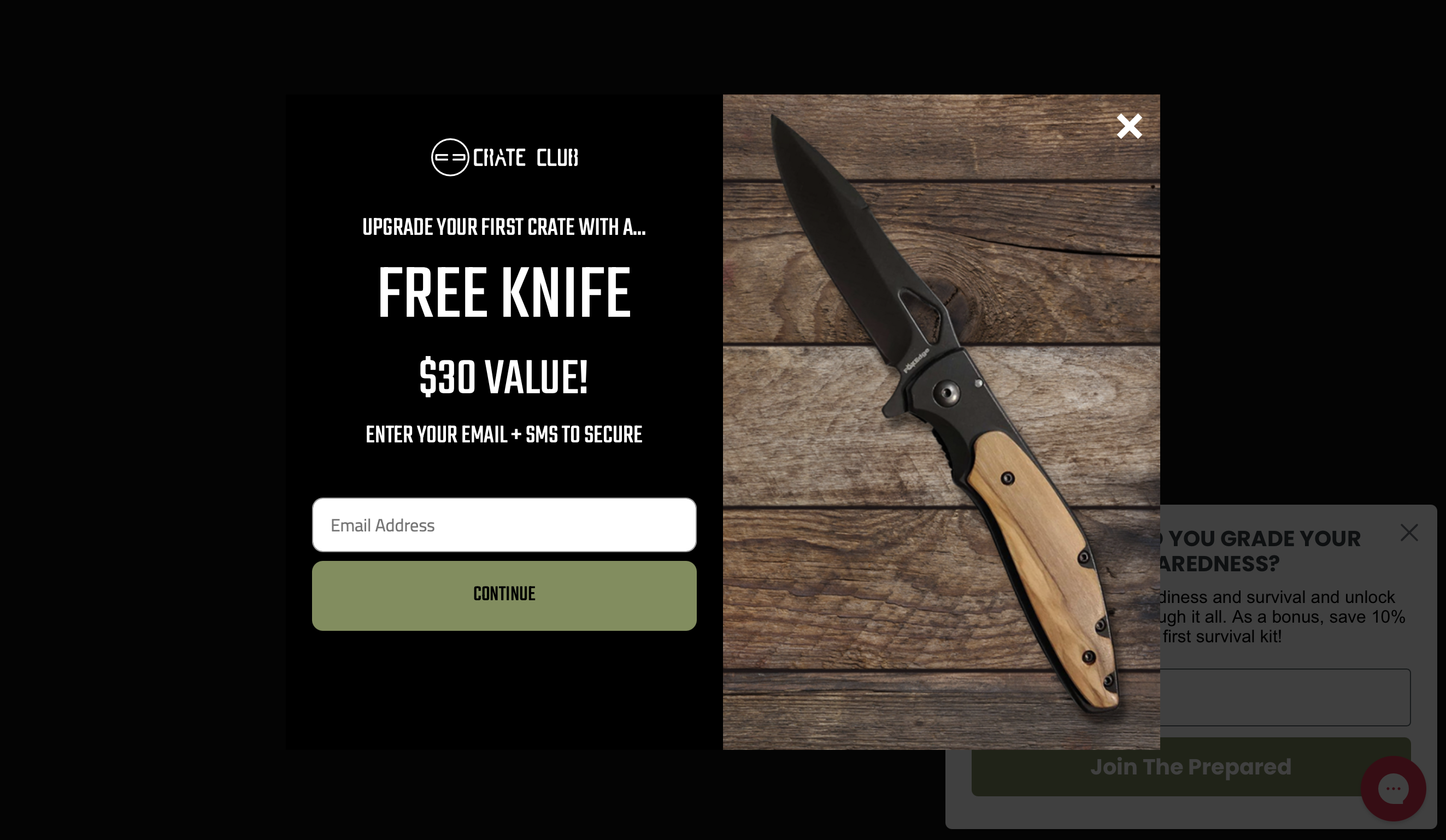 A screenshot of a site taken over by two popups