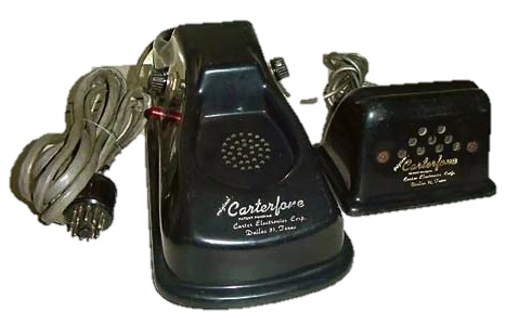 A carterphone was a device that would connect to a telephone network via radio so people could walkey talkey other people over the phone